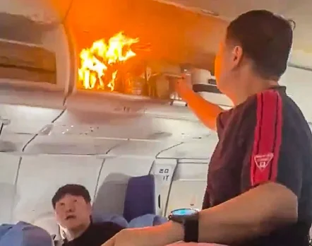 Air China plane with EV fire in luggage overhead compartment